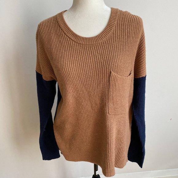 Madewell BNWT crew neck colorblock sweater pocket - Picture 3 of 10